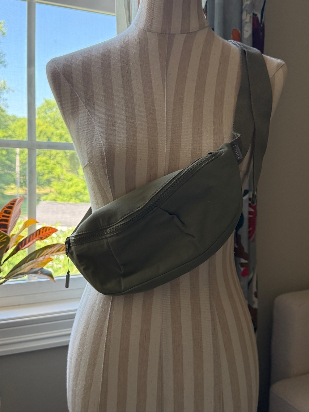 Athleta Olive Green Crossbody Sling Bag